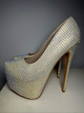 Delicacy Sparkling Gold Platform high-25 High Heels with Rhinestones
